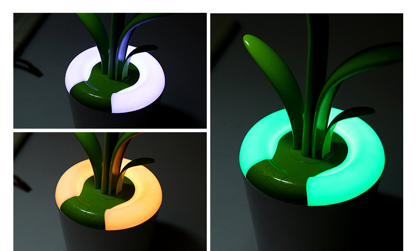 Lampe de bureau rechargeable en forme de plante, rose – Image 3