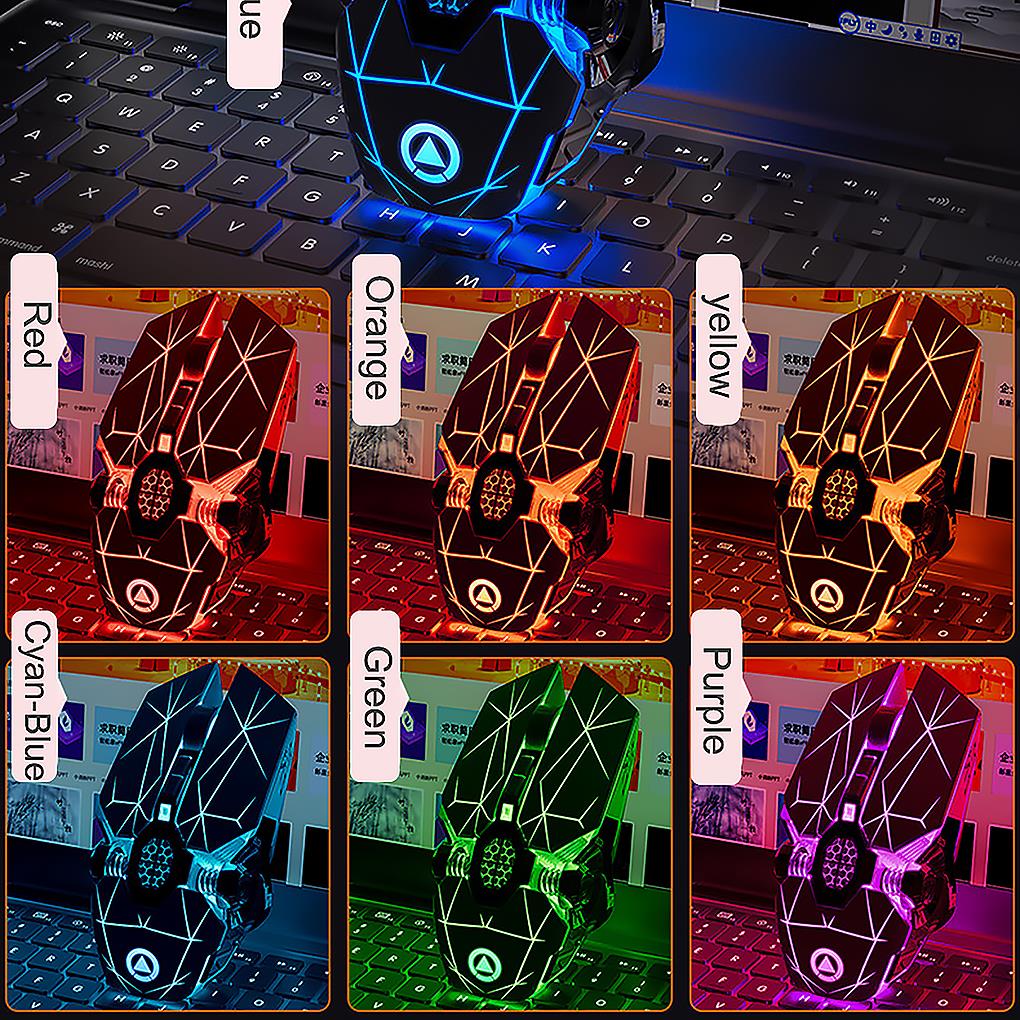 Rechargeable silent wireless mouse with LED light, black - Image 5