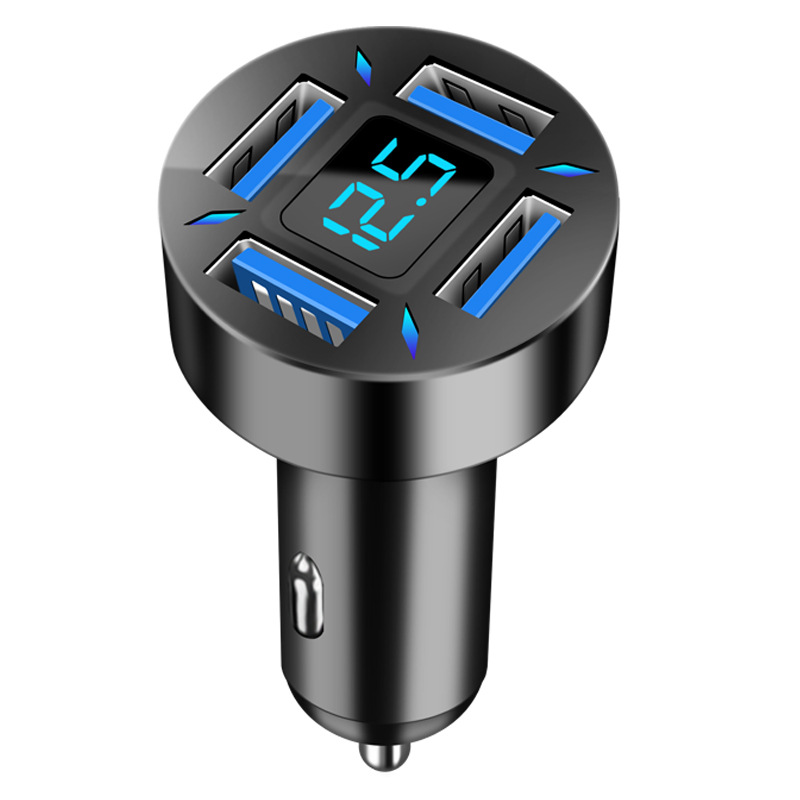 Cargador de coche con cuatro puertos USB y pantalla