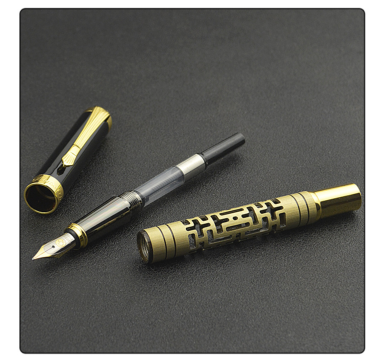 Stylo plume en métal avec plume iridium, bronze doré