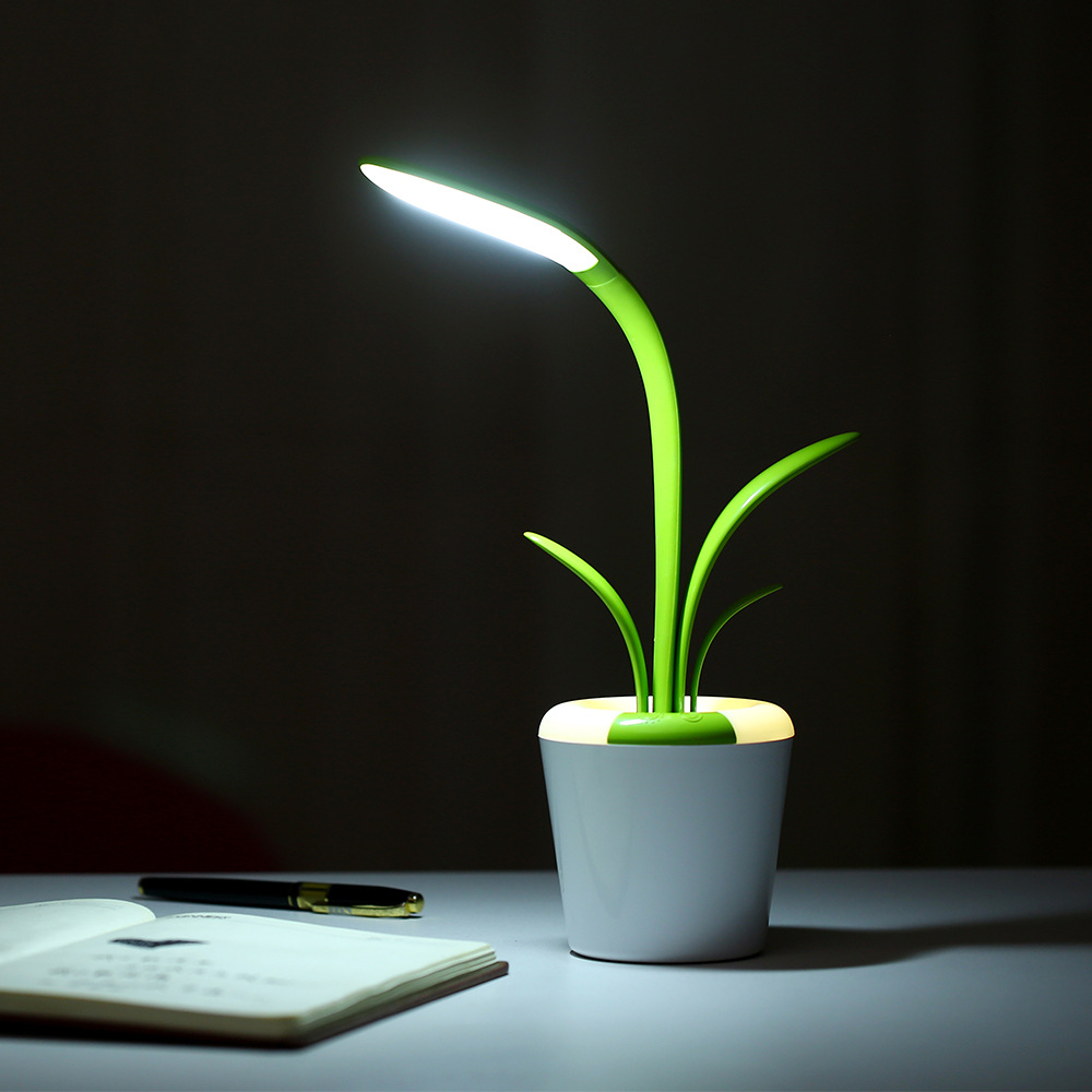 Lampe de bureau rechargeable en forme de plante, rose – Image 4