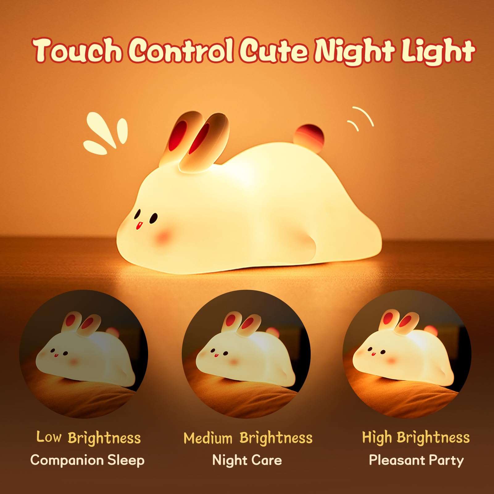 Veilleuse lapin couché en silicone – Image 3