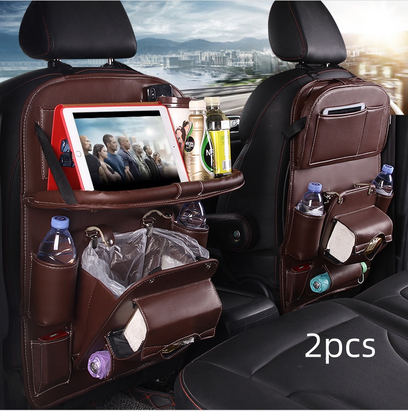 Faux leather car seat organiser, black, set of two - Image 2