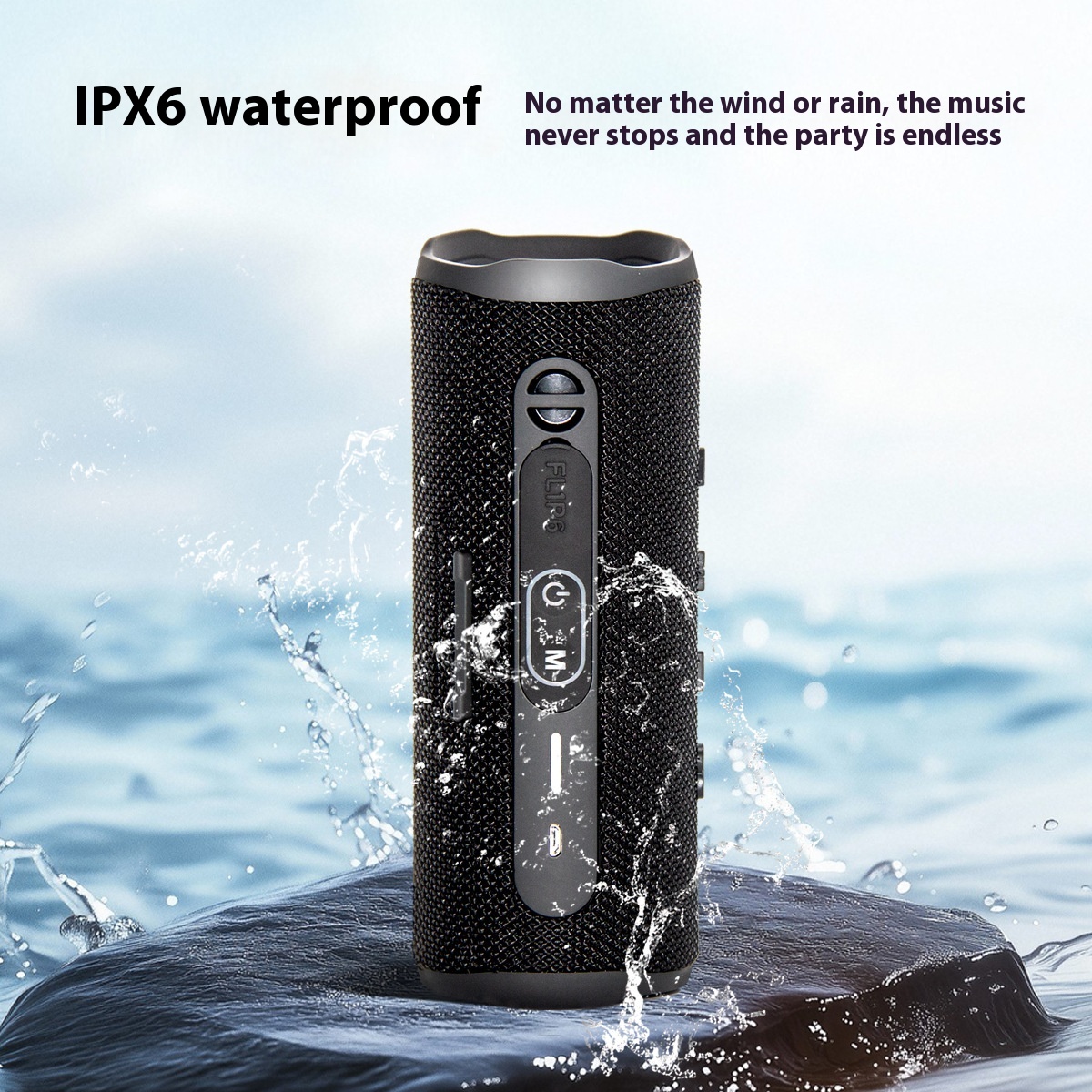 Enceinte Bluetooth portable à deux haut-parleurs, noire – Image 2