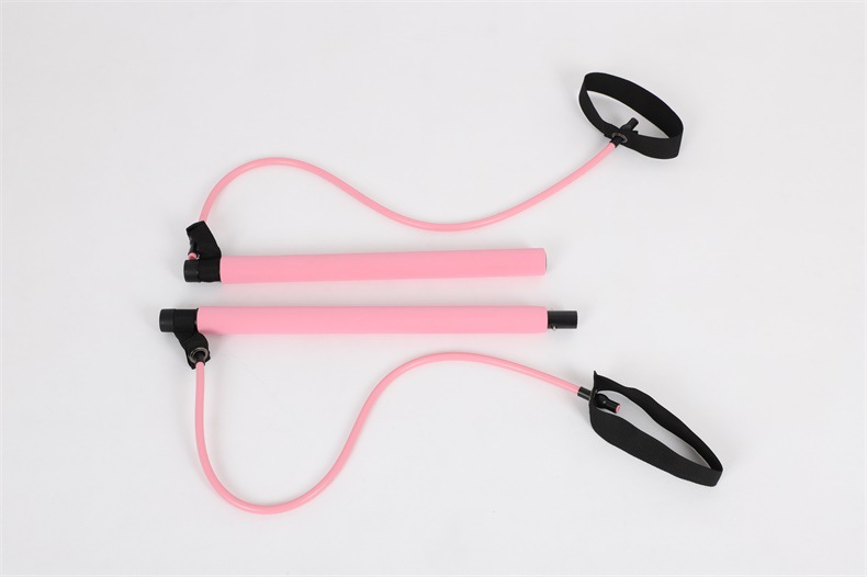 Chest expander with bar and resistance cords, pink - Image 2