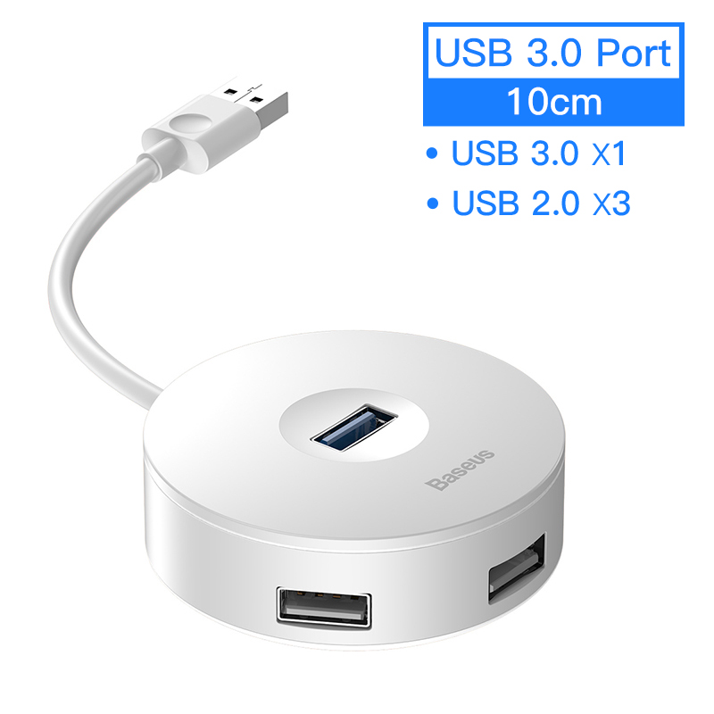 Hub USB redondo para portátil y ordenador, blanco