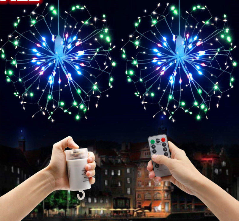 Feuerwerk-Licht aus Kupferdraht mit USB, warmweiß – Bild 6