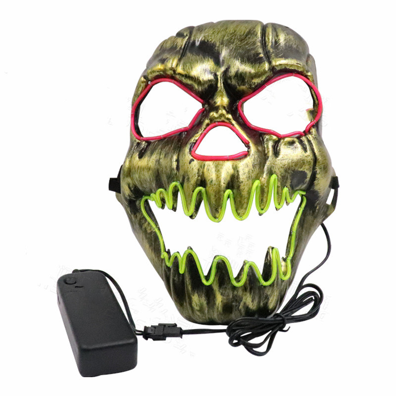 Gold light-up mask with pink and green light - Image 2