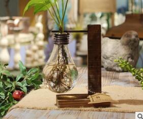 Support en bois avec petit vase en verre pour boutures – Image 3