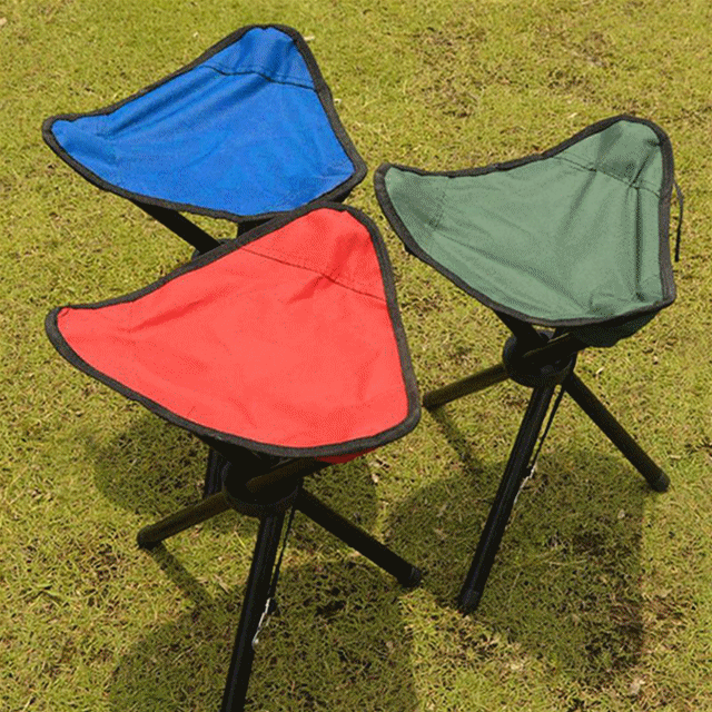 Opvouwbare driepootkruk voor kamperen, blauw - Afbeelding 4