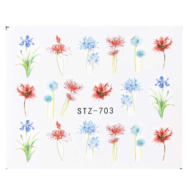 Pegatinas de uñas con flores de tinta