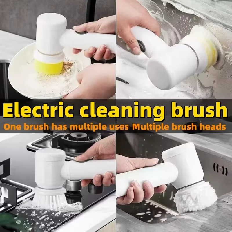 Electric cleaning brush with three brush heads - Image 5
