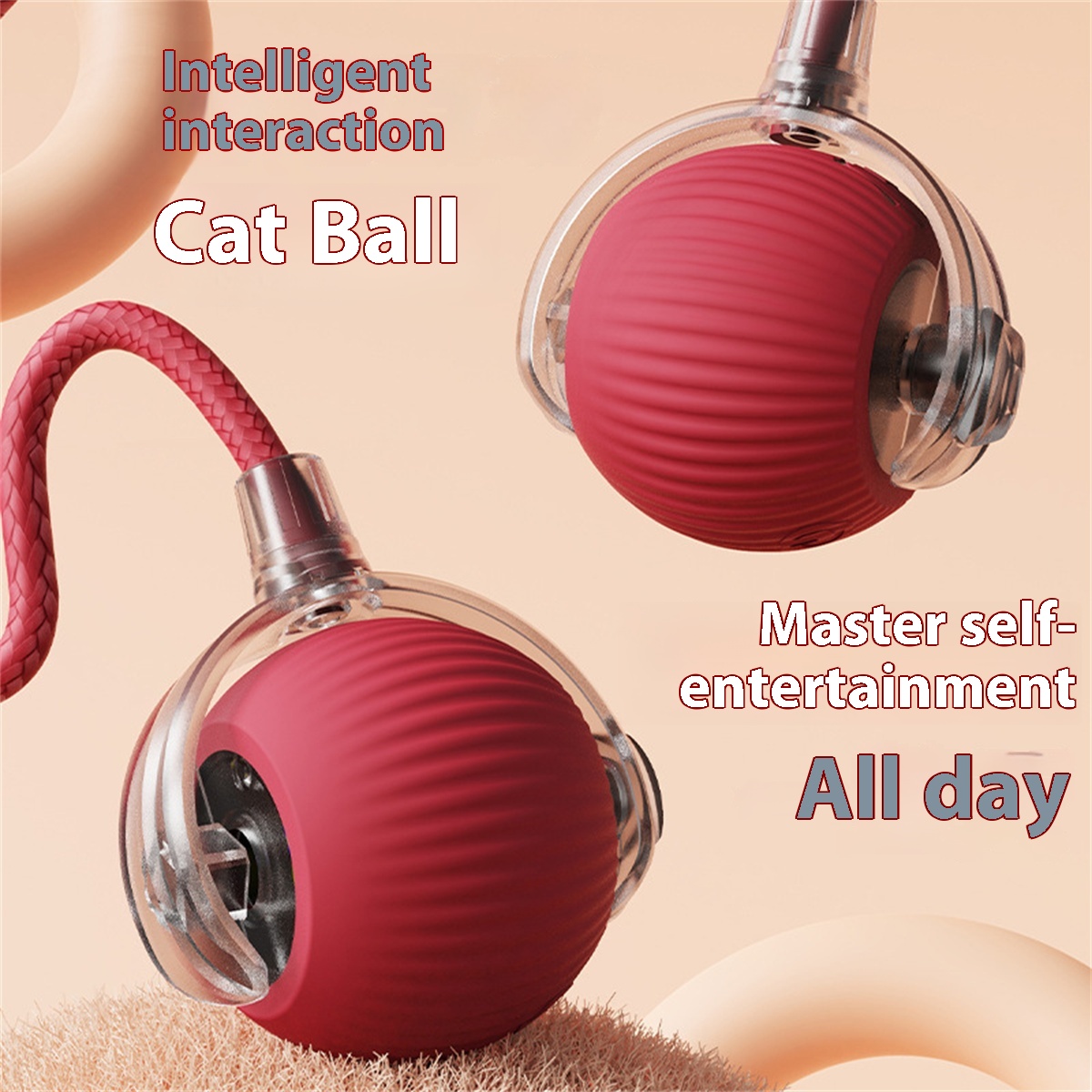 Pelota automática para gatos con cuerda y canto de pájaro