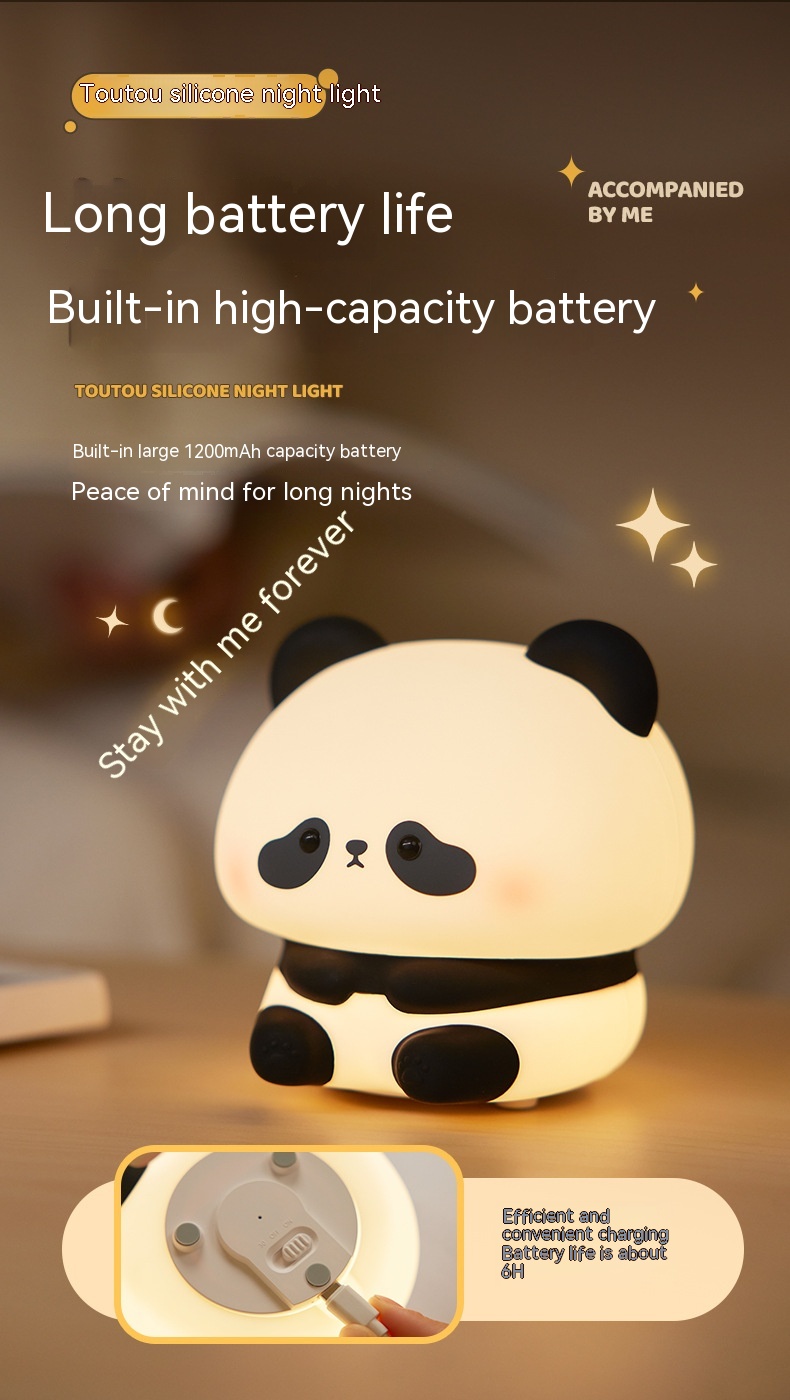 Luz de noche panda recargable de silicona - Imagen 5