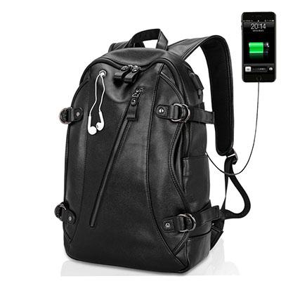 Roomy leather backpack