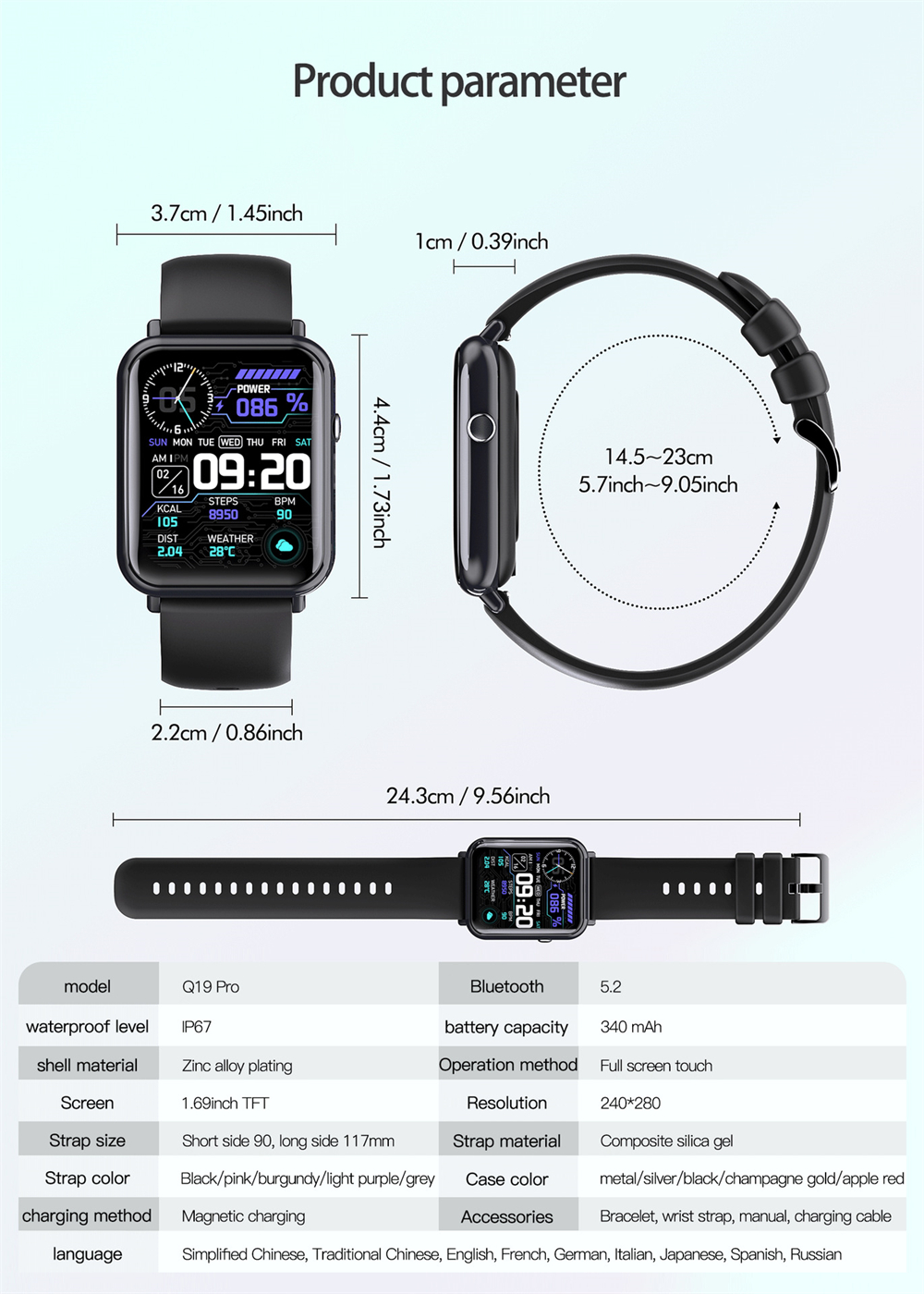 Smartwatch mit IP67 und Touchscreen, roségold – Bild 3