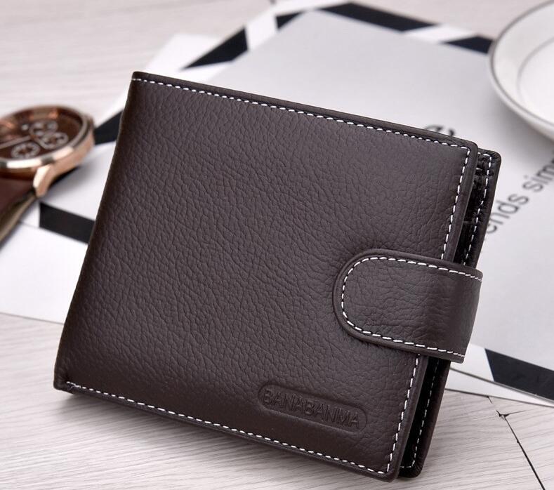 Short men's wallet in genuine leather, coffee brown - Image 3