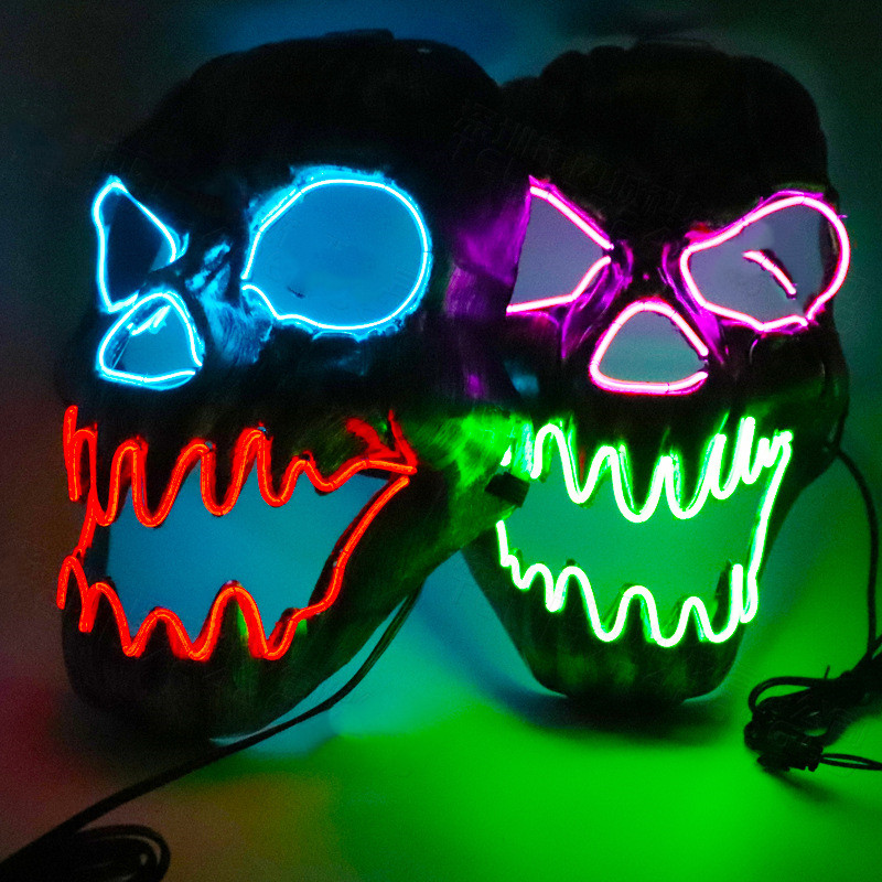 Gold light-up mask with pink and green light - Image 3