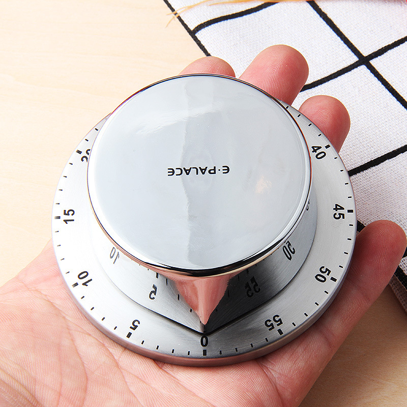 Magnetic mechanical kitchen timer, silver