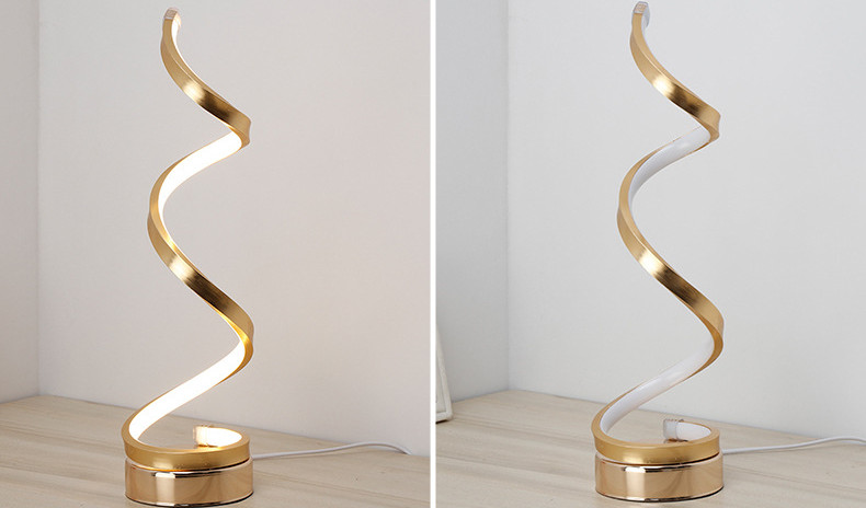 Lampe de table LED courbée avec télécommande, dorée – Image 5