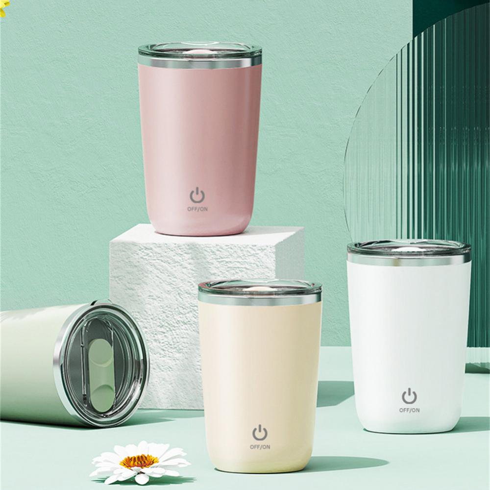 Self-stirring stainless steel mug, white - Image 2