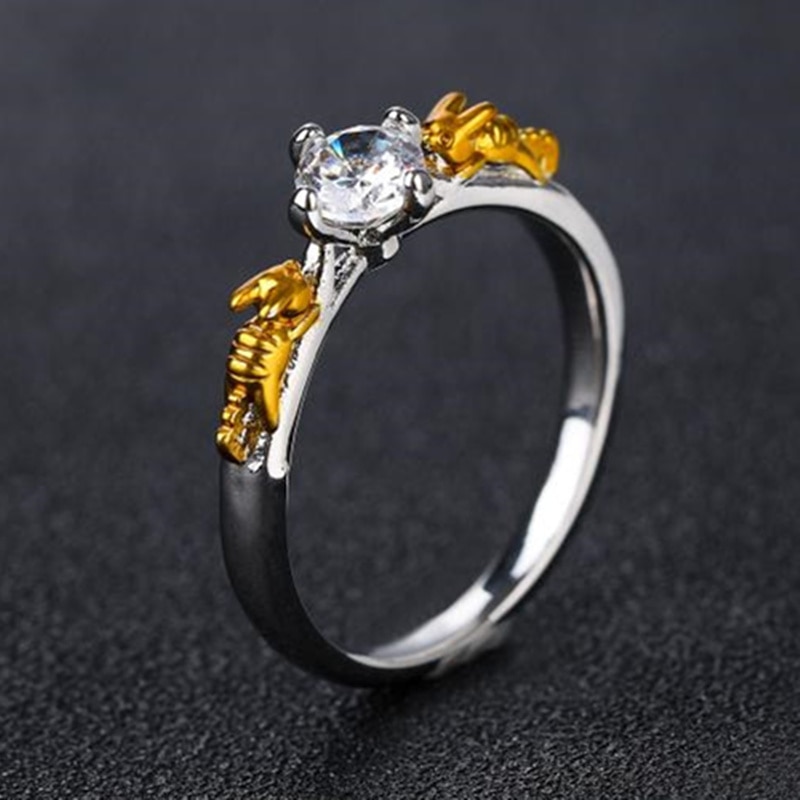 Anillo corona con cristales, negro y dorado - Imagen 3