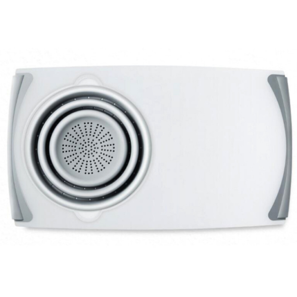 Chopping board with detachable drain basket, grey