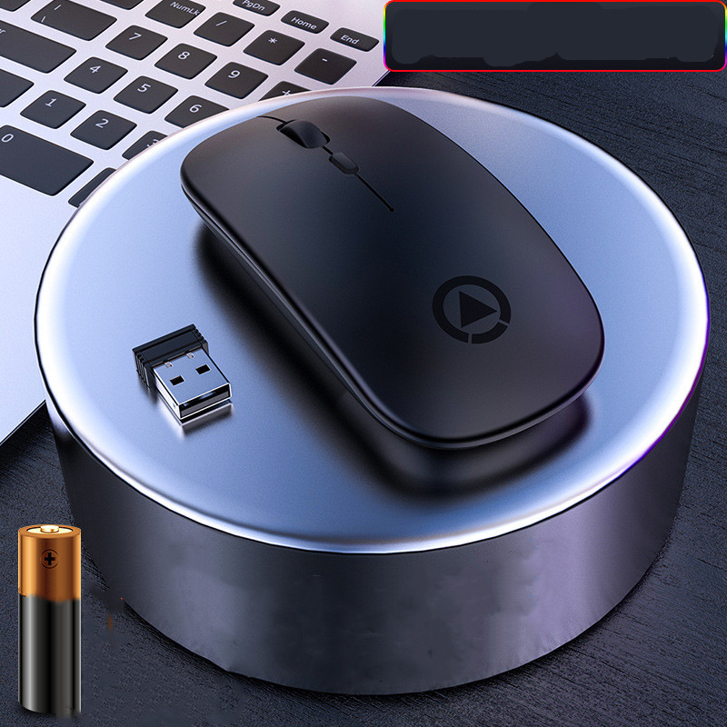 Slim battery-powered wireless mouse, metallic grey - Image 6