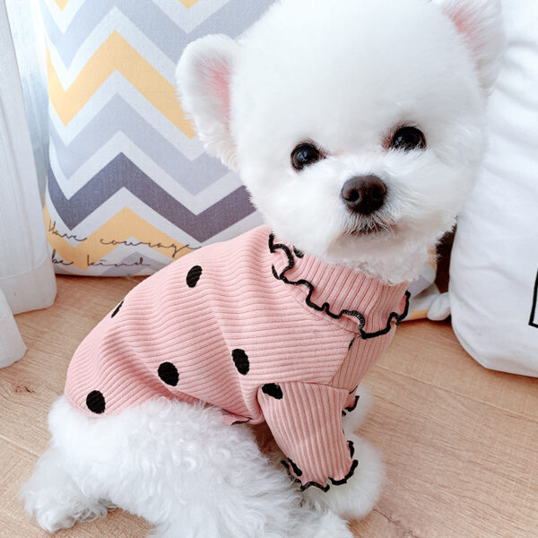 Polka dot turtleneck jumper for dogs, pink