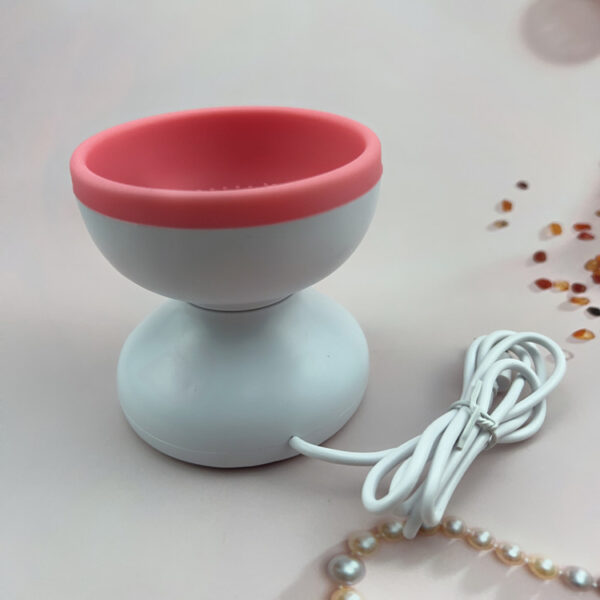 Limpiador de brochas portátil USB, rosa y blanco