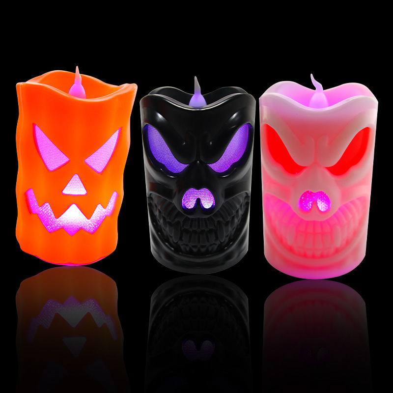 Vela LED caveira para Halloween, preta - Image 3