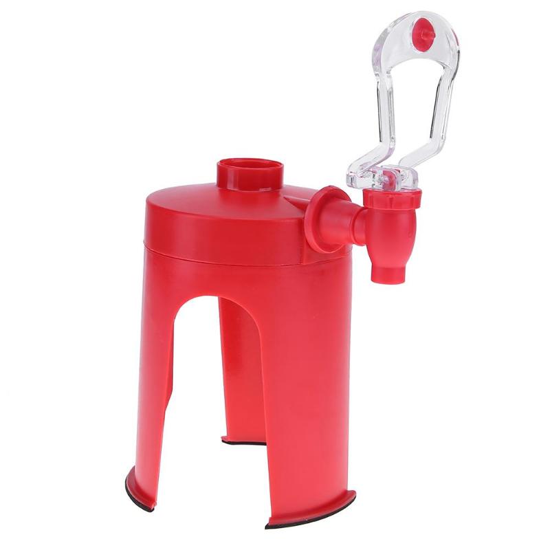 Drink dispenser for an upside-down bottle, red