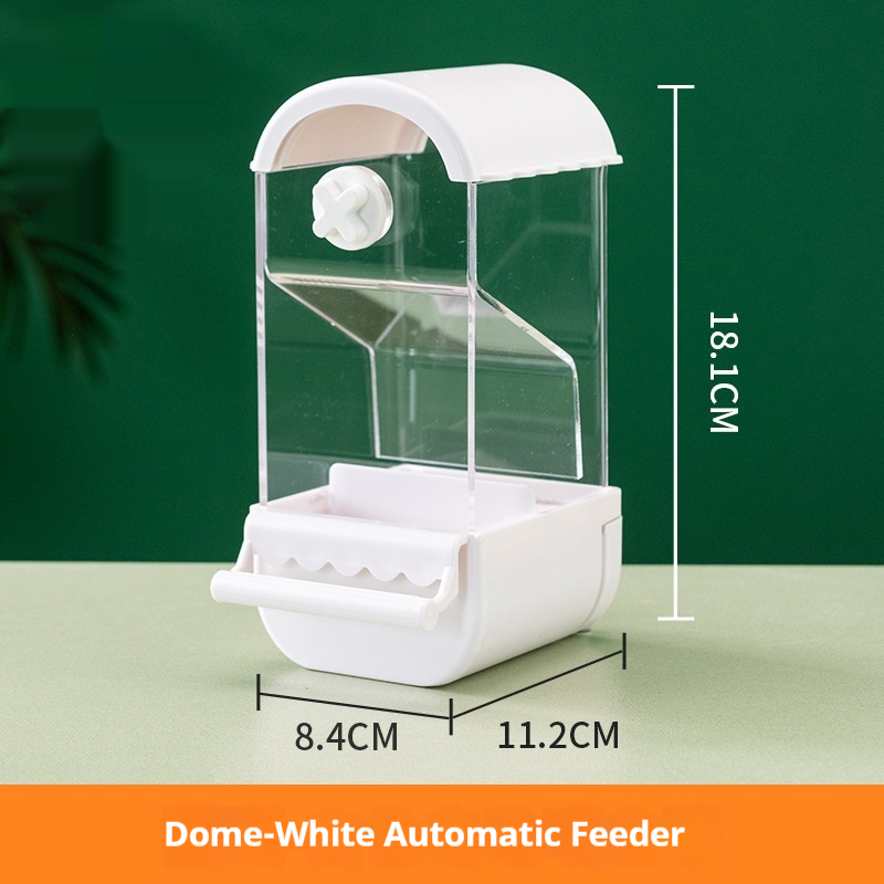 Mangeoire automatique pour perroquets à dôme, blanche