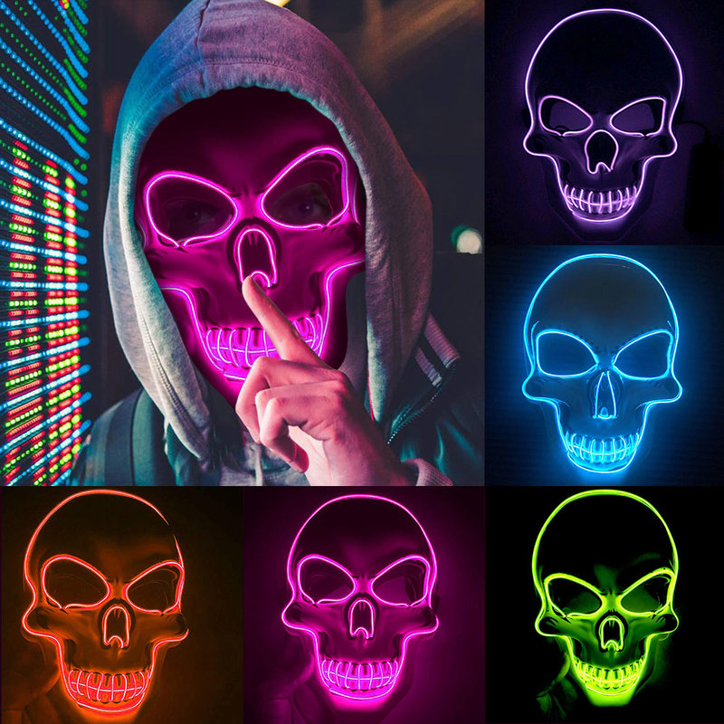 Lichtgevend skeletmasker voor Halloween, oranje - Afbeelding 4