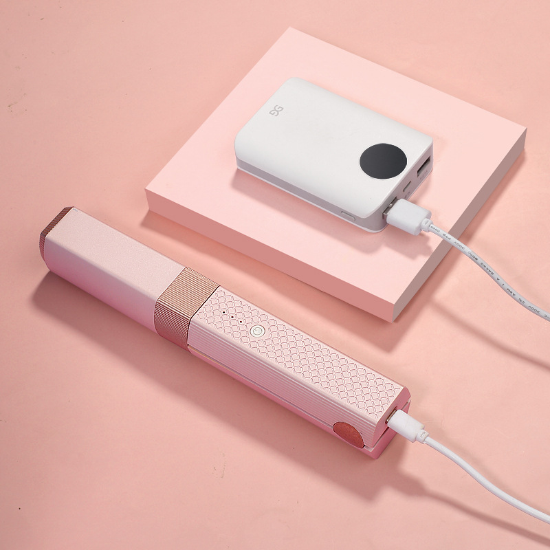 Mini alisador de cabelo sem fios USB, rosa - Image 2