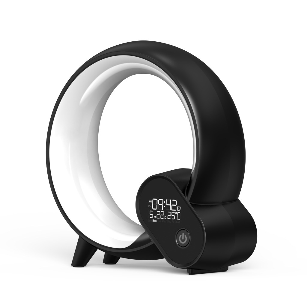 Despertador con luz ambiental y altavoz Bluetooth, negro - Imagen 4