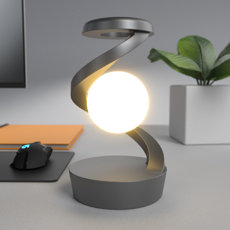 Candeeiro de mesa com lua giratória e sensor, cinzento
