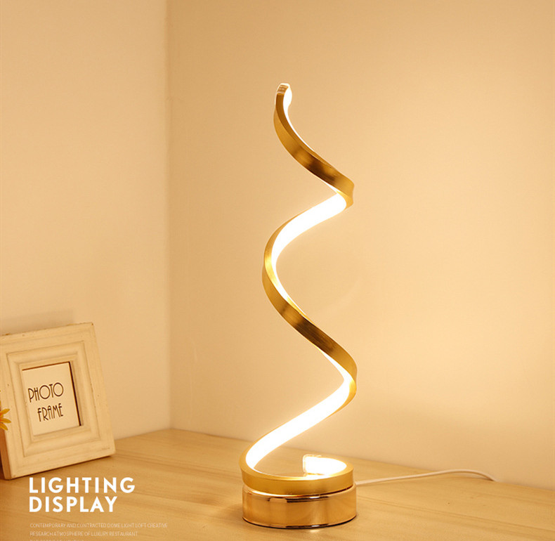Lampe de table LED courbée avec télécommande, dorée – Image 7