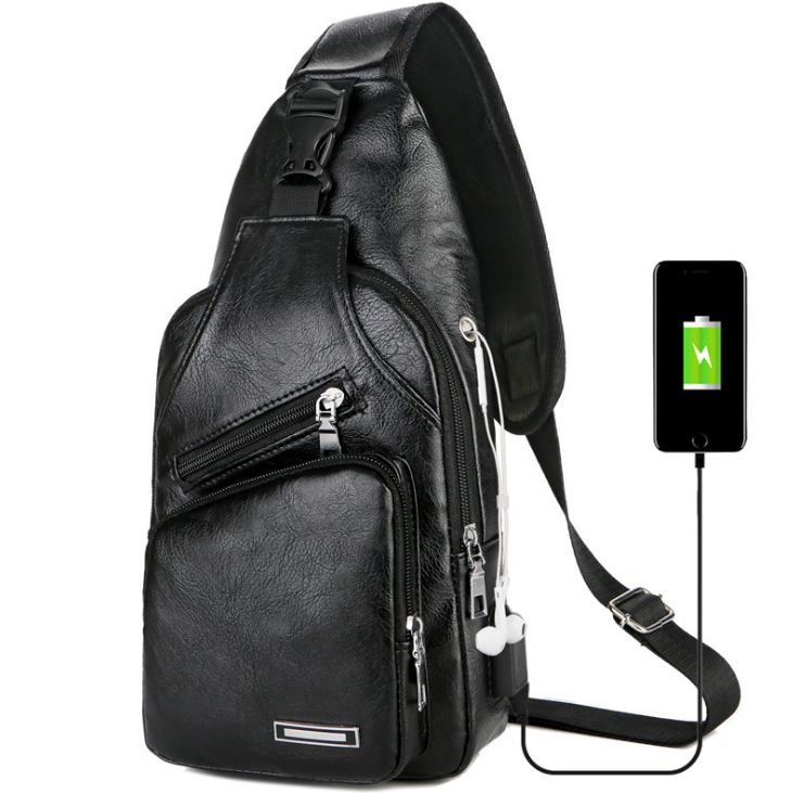 Bolso de pecho con puerto USB, marrón claro - Imagen 7