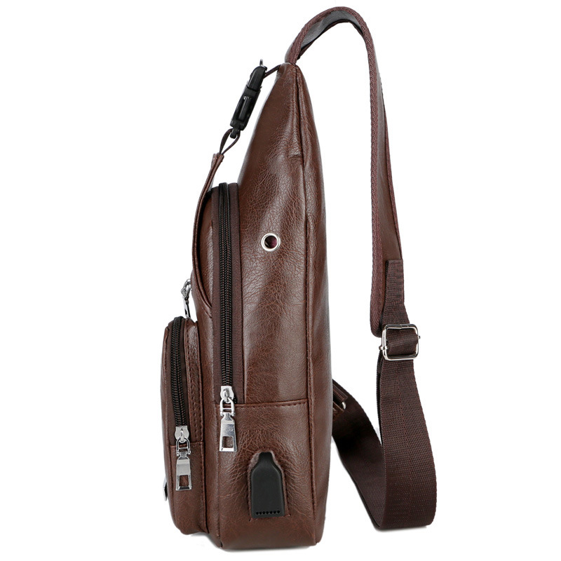 Bolso de pecho con puerto USB, marrón claro - Imagen 8