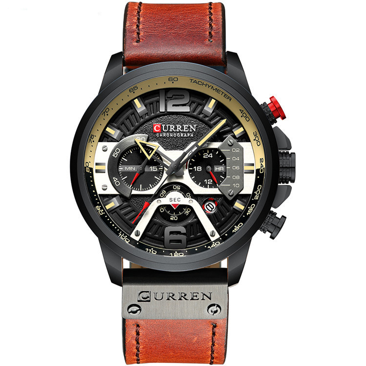 Reloj de hombre con esfera ancha, negro - Imagen 2