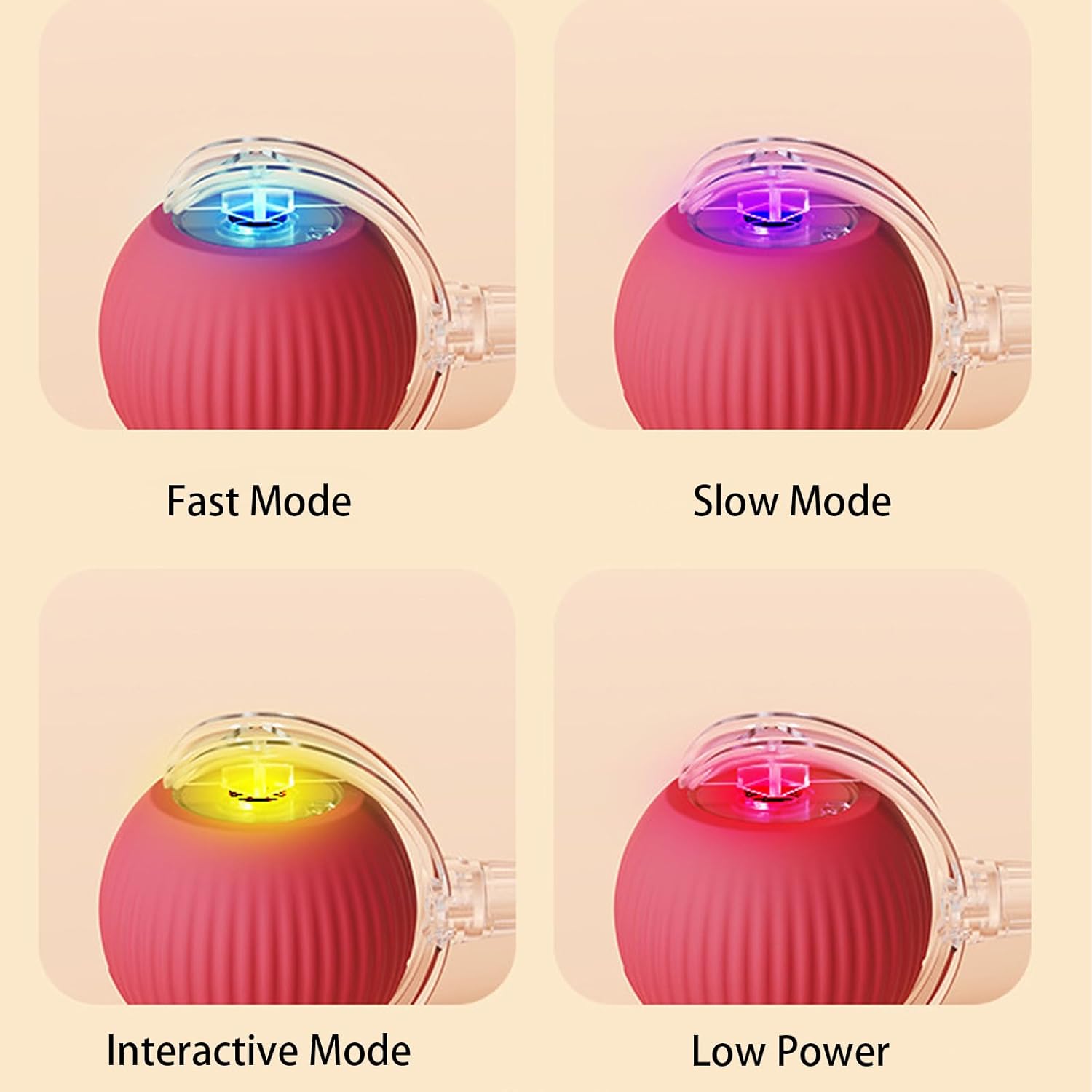 Balle roulante automatique avec ficelle pour chats, rouge – Image 3