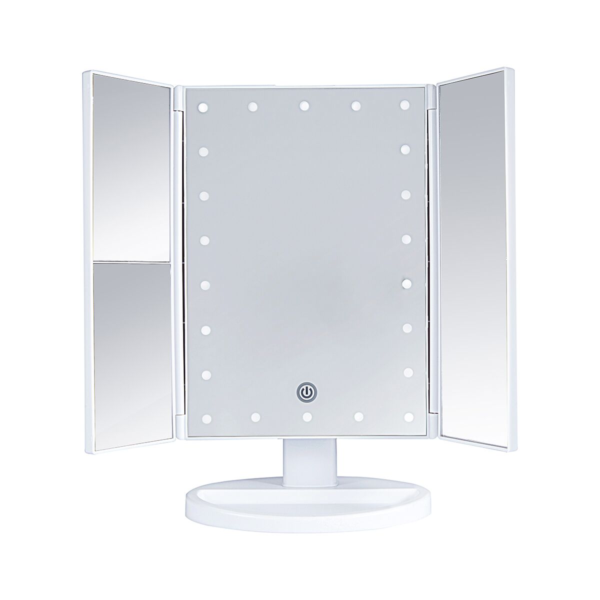 Faltbarer dreiteiliger LED-Schminkspiegel, schwarz – Bild 4