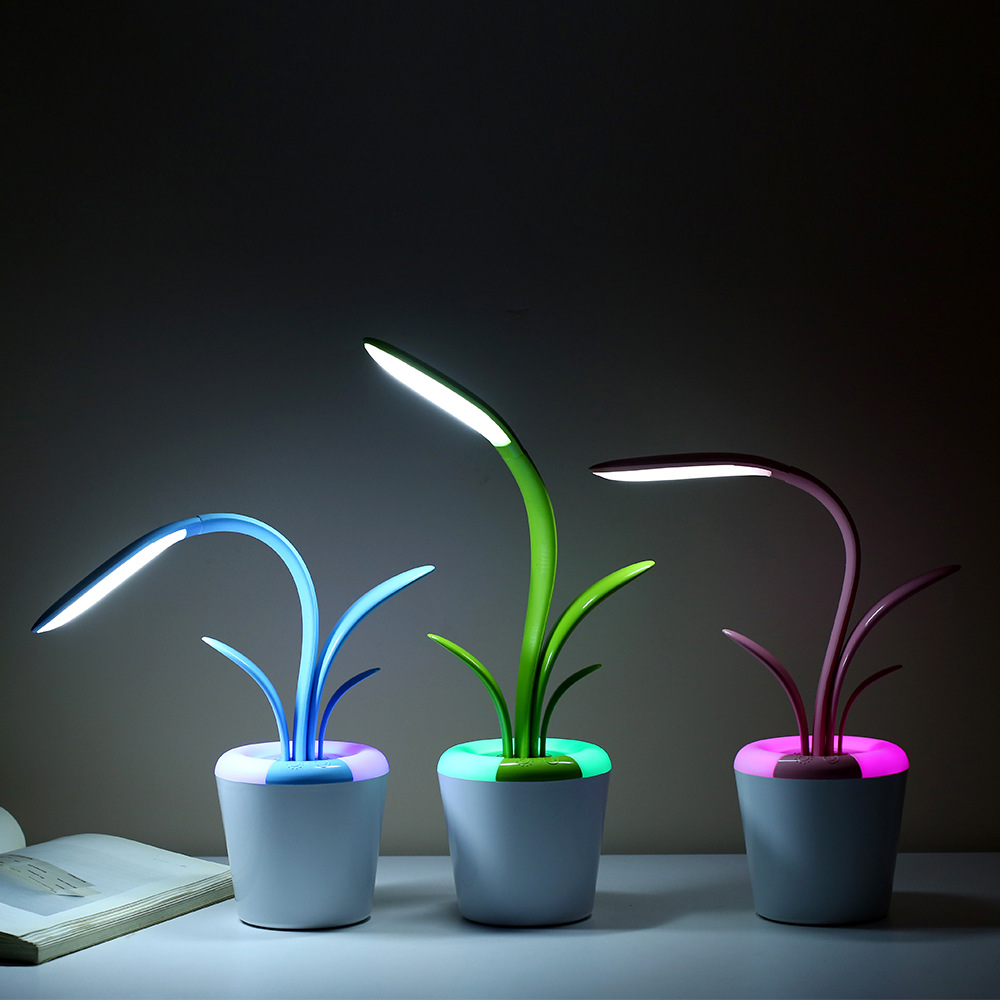 Lampe de bureau rechargeable en forme de plante, rose – Image 6