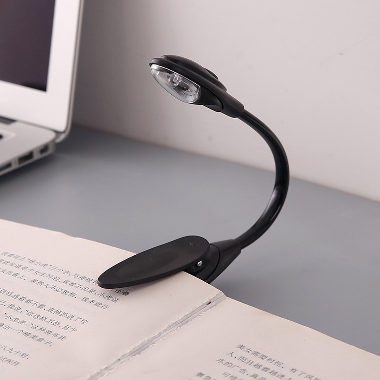 Mini lampe de lecture à pince, noire