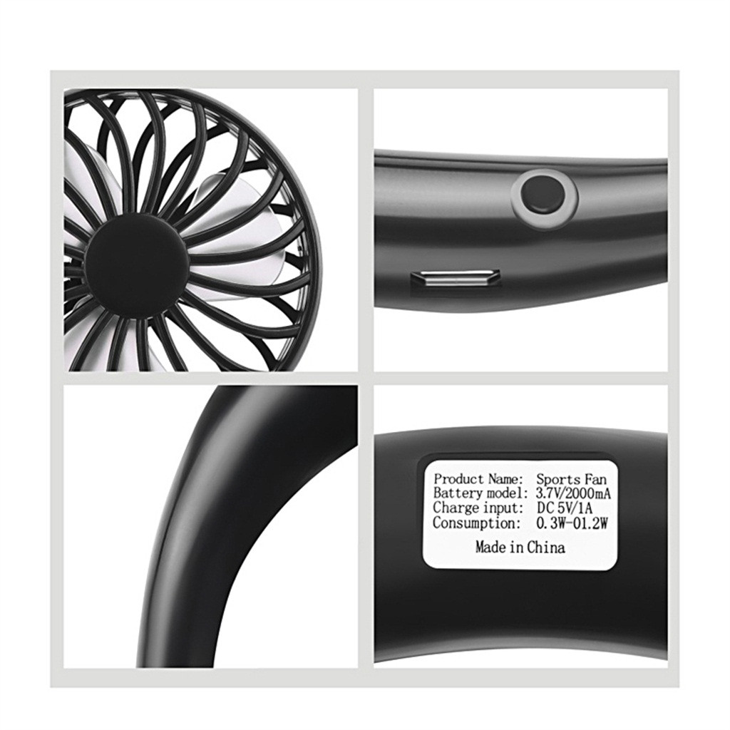 Ventilador de cuello recargable, negro - Imagen 6
