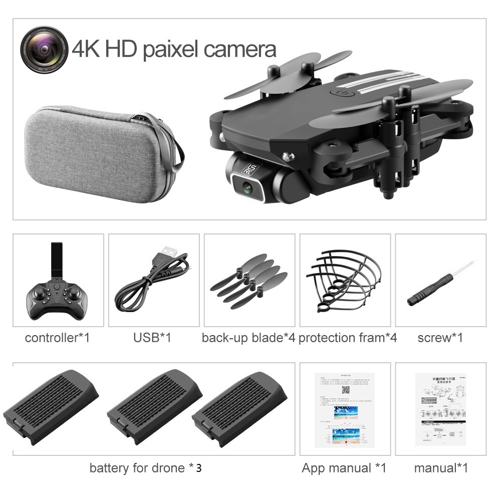 Foldable mini drone with Wi-Fi camera, black - Image 6