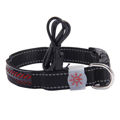 Coleira LED luminosa para cães, preta