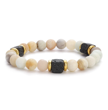 Lava stone bracelet with coloured glass beads - Image 3