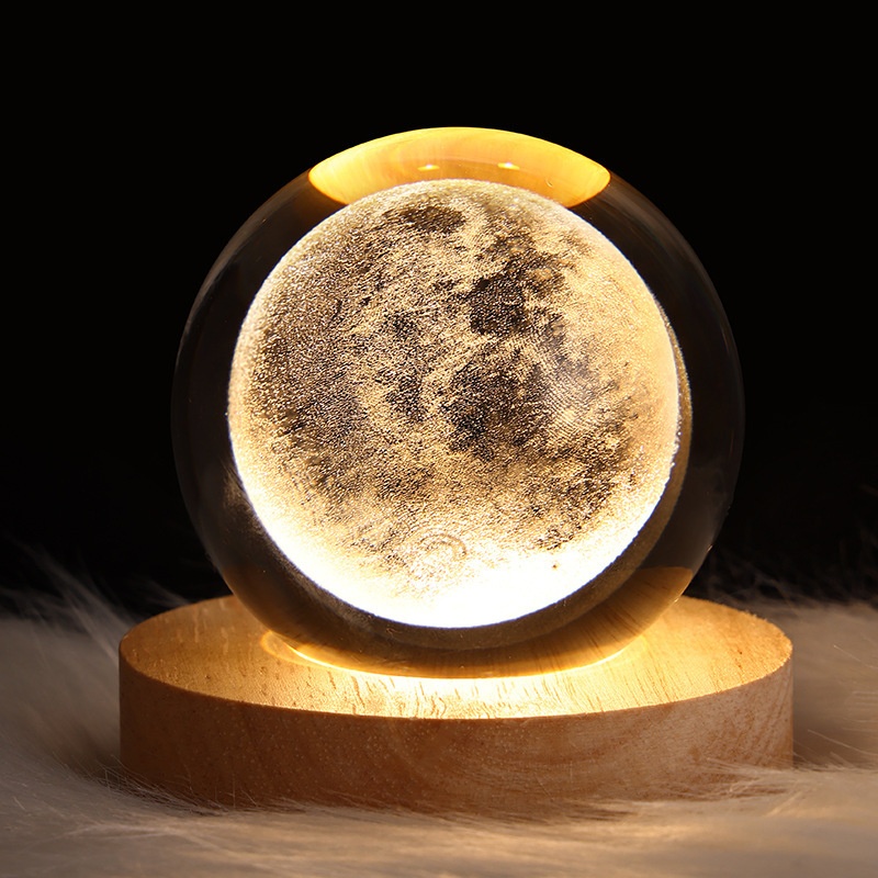 Bola de cristal com base de madeira, Saturno - Image 5